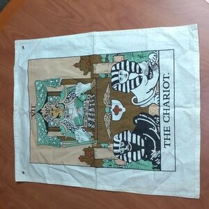Tarot Flag Tapestry The Lovers, The Chariot, The World Cotton Printed